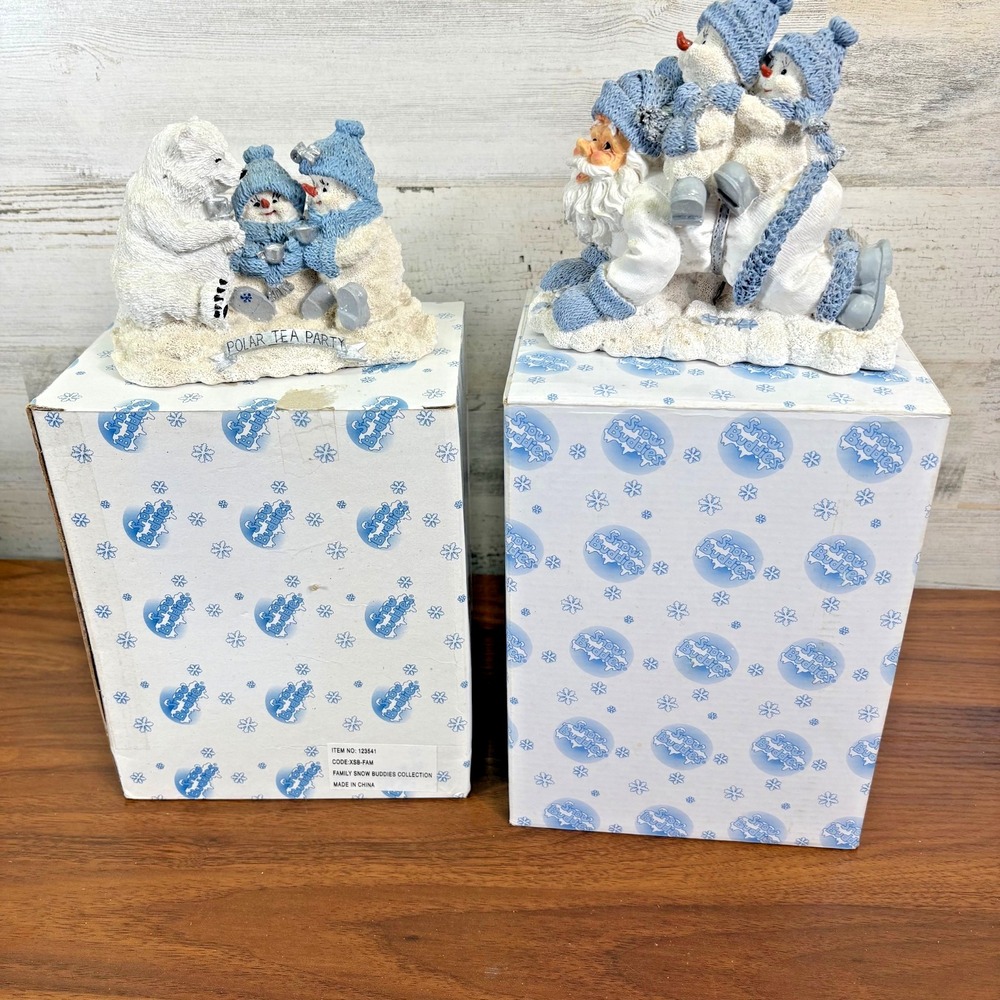 Vintage Snow Buddies Ride Em Santa and Polar Bear Tea Party 1999 Lot of Two